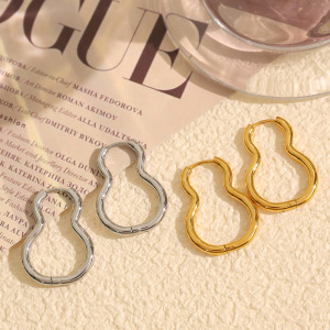 1 Paire De Boucles D'Oreilles Créoles Géométriques Quotidiennes En Acier Titane Plaqué Or  Pour Femme h5 Image3