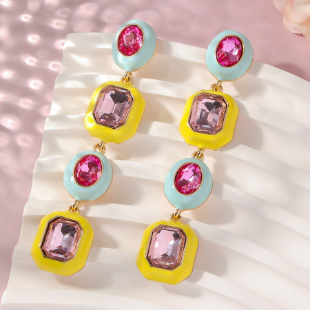 Boucles d'oreilles pendantes pour femme, collection luxueuse, forme géométrique irrégulière, couleur or, en alliage doré, 1 paire. 2