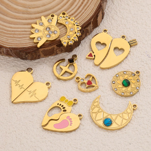 Pendentif Romantique En Forme De Cœur Pour La Saint-Valentin, En Acier Inoxydable Étanche, Couleur Or, À Faire Soi-Même Pour Les Couples (1 Pièce) h5 Image5