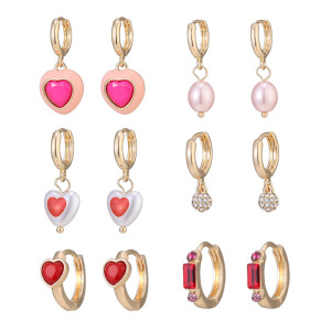 1 Paire De Boucles D'Oreilles Pendantes En Alliage Pour Femme, Série Romantique, Motif Cœur h5 Image5