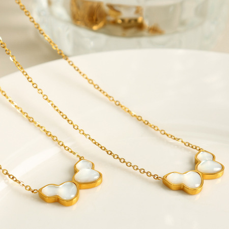 Collier Avec Pendentif En Acier Titane Doré Pour Femme, Série Classique, Motif Plante Quotidienne
