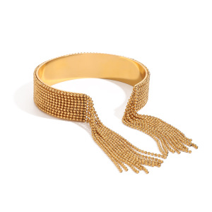Bracelet Pour Femme En Acier Inoxydable Plaqué Or , Série Luxueuse, Pompon Quotidien h5 Image5