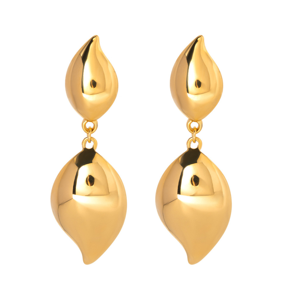 Boucles D'Oreilles Brillantes En Forme De Larme En Forme De Pétale En Acier Inoxydable Or  De Style Ins Transfrontalier Européen Et Américain Pour Femmes Image6