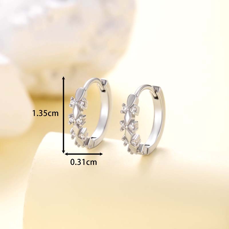 1 Pièce De Boucles D'Oreilles Créoles Géométriques Simples En Cuivre Sans Placage Et Zircone Pour Femme 