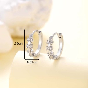 1 Pièce De Boucles D'Oreilles Créoles Géométriques Simples En Cuivre Sans Placage Et Zircone Pour Femme h5 