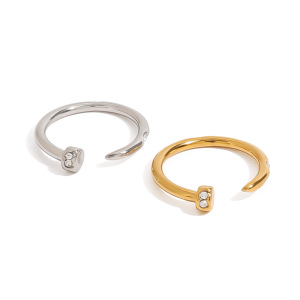 Bague Simple Pour Femme, Collection Modern Series Classic Annular Nail, En Acier Inoxydable Étanche Couleur Or. h5 Image6