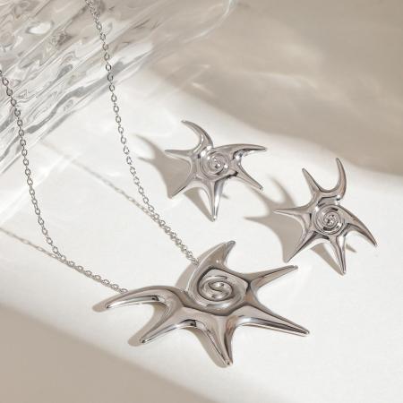 Collier pendentif femme élégant en acier inoxydable, forme étoile irrégulière, couleur or, étanche, 1 pièce