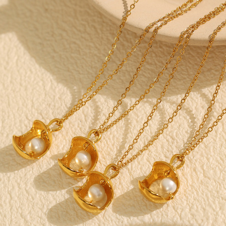 Collier pendentif femme luxueux, élégant et géométrique, en acier inoxydable étanche couleur or (1 pièce)