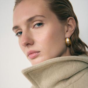 1 Paire De Boucles D'Oreilles À Tige En Acier Inoxydable Doré Pour Femme, , Série Simple h5 Image5