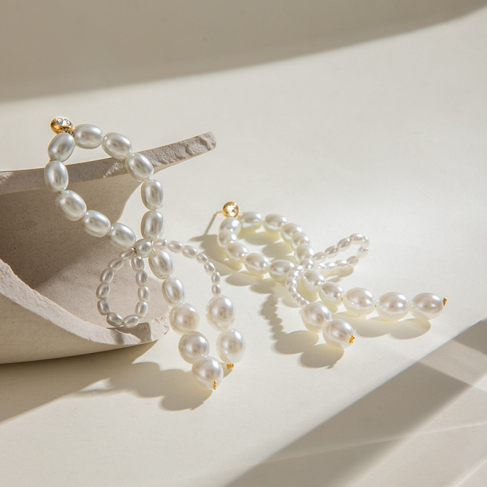 1 Paire De Boucles D'Oreilles Élégantes Et Luxueuses En Acier Inoxydable Plaqué Or Avec Perles Artificielles Pour Femme Image4