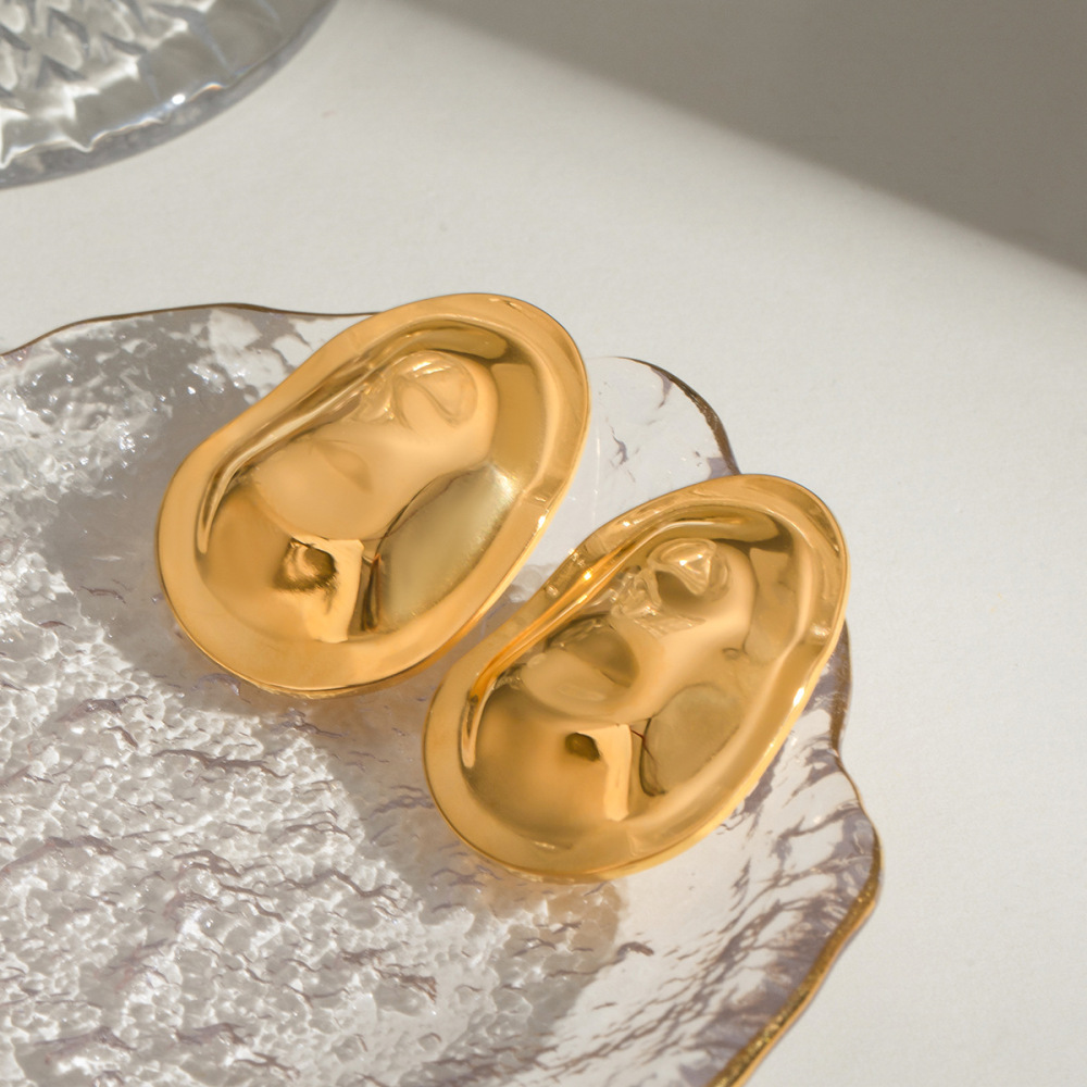 1 Paire De Boucles D'Oreilles Clous En Acier Inoxydable Imperméable Couleur Or h5Image3