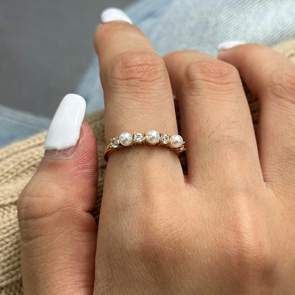 1 Paire De Bagues Simples Géométriques Rétro En Acier Inoxydable Plaqué Or  Et Zircon Pour Femme Image4