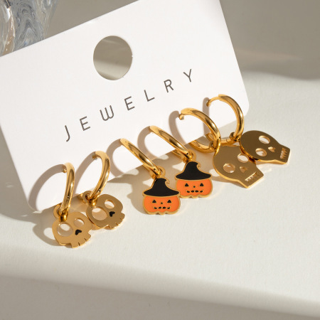 1 ensemble de boucles d'oreilles d'Halloween en acier inoxydable étanches 2