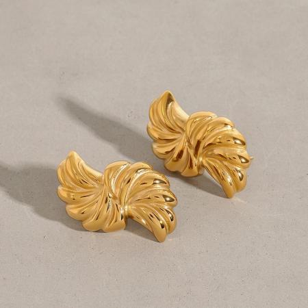 Boucles d'oreilles puces pour femme, collection classique, style irrégulier et épuré, en acier inoxydable étanche, couleur or (1 paire).
