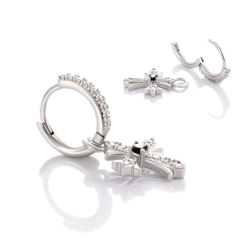 1 Pièce De Boucles D'Oreilles Pendantes Pour Femme, Série Simple, Croix Simple, Cuivre Sans Placage, Zircone Image4