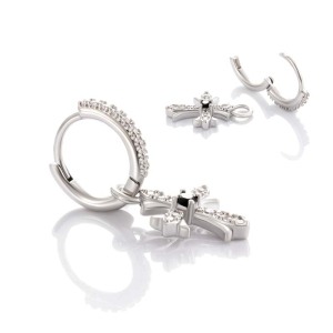 1 Pièce De Boucles D'Oreilles Pendantes Pour Femme, Série Simple, Croix Simple, Cuivre Sans Placage, Zircone h5 Image4