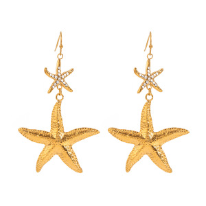 1 Paire De Boucles D'Oreilles Pendantes Pour Femme En Acier Inoxydable Plaqué Or , Motif Tortue De Vacances, Série Simple h5 Image6