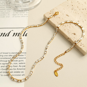 Bracelet Chaîne Géométrique Simple En Acier Inoxydable Plaqué Or Et Zircon Pour Femme, Série Luxueuse, 1 Pièce h5 Image6