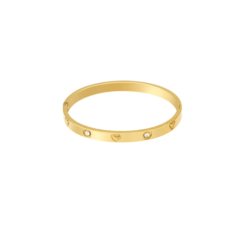 Bracelet Jonc Délicat En Acier Inoxydable, Couleur Or, Style Classique, À 1 Pièce h5Image8