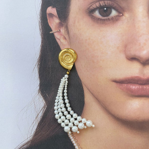 Boucles D'Oreilles Pour Femme, Collection Romantique, En Coquillage, Acier Inoxydable Plaqué Or, Perles Artificielles. h5 Image5