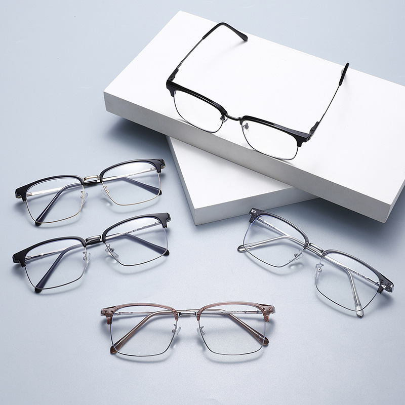 1 Paire De Lunettes Décontractées Semi-Montées Carrées Anti-Lumière Bleue Image8
