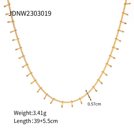 collier avec pendentif pour femme, série simple, ligne , en acier inoxydable plaqué or , 1 pièce 2
