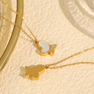 Collier Avec Pendentif En Acier Titane Plaqué Or , Série Classique, Animal Naturel, Coquillage Pour Femme h5 Image3