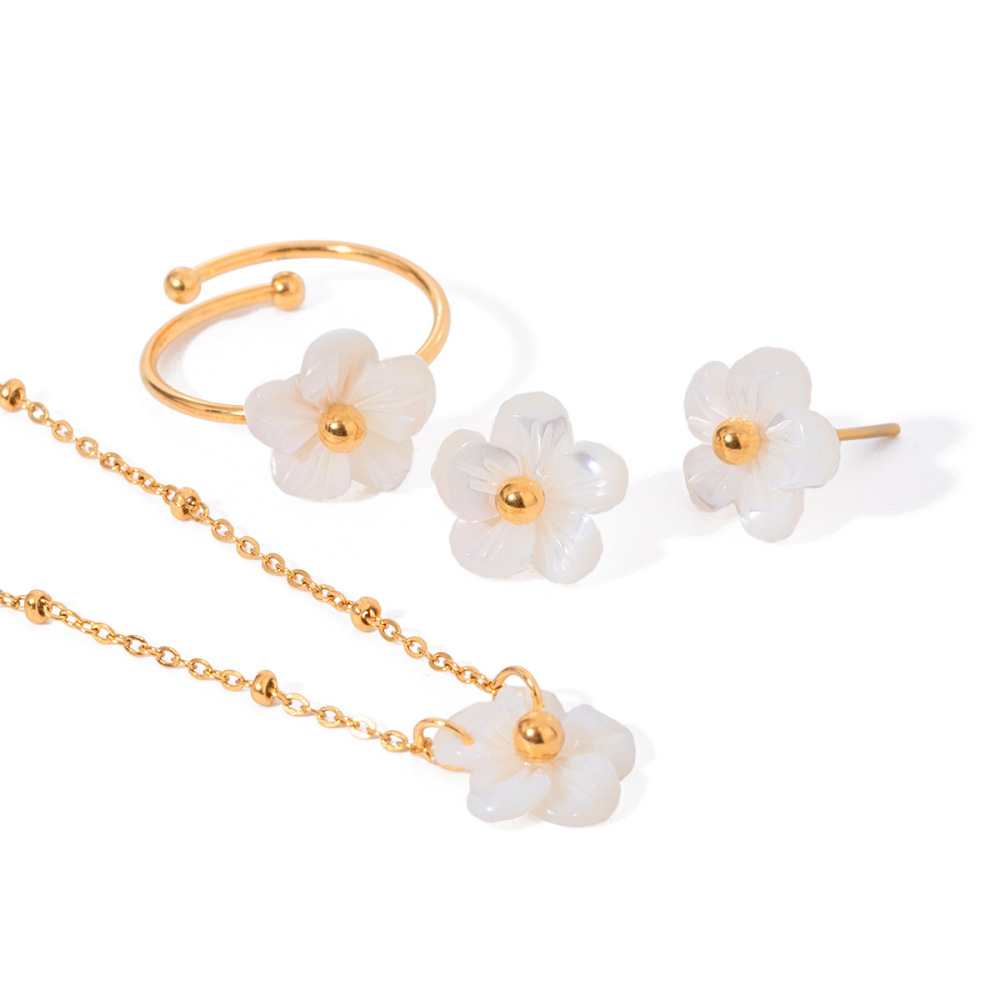 1 Paire De Boucles D'Oreilles Pour Femme En Acier Inoxydable Plaqué Or , Série Romantique, Motif Fleur Douce Image5
