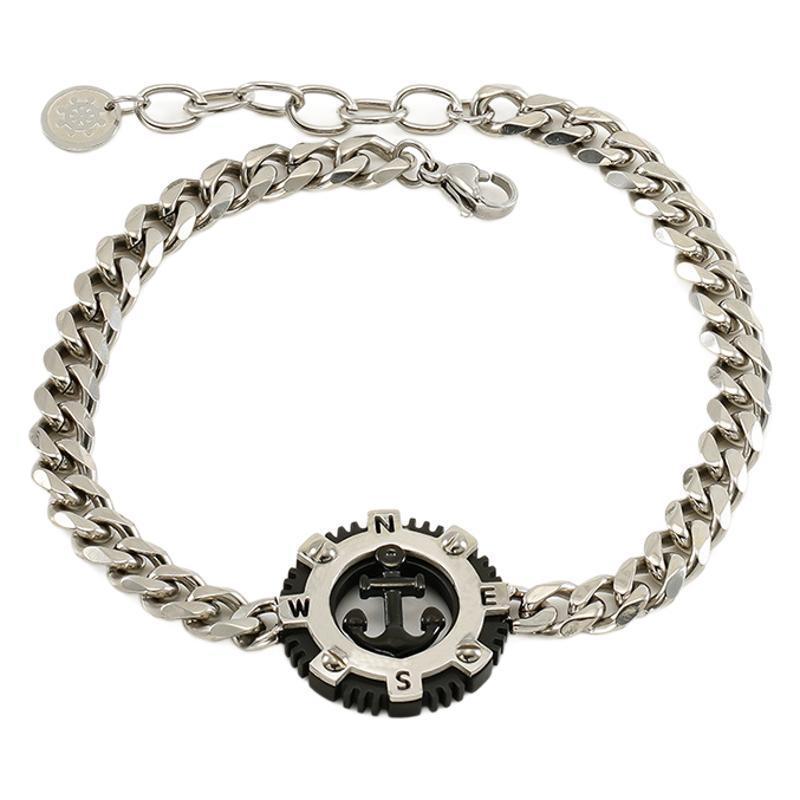 1 Paire De Bracelets Ronds Personnalisés En Acier Inoxydable Pour Hommes, Style Hip-Hop, Tendance, Assortis, À La Mode, Style Ancre Image6