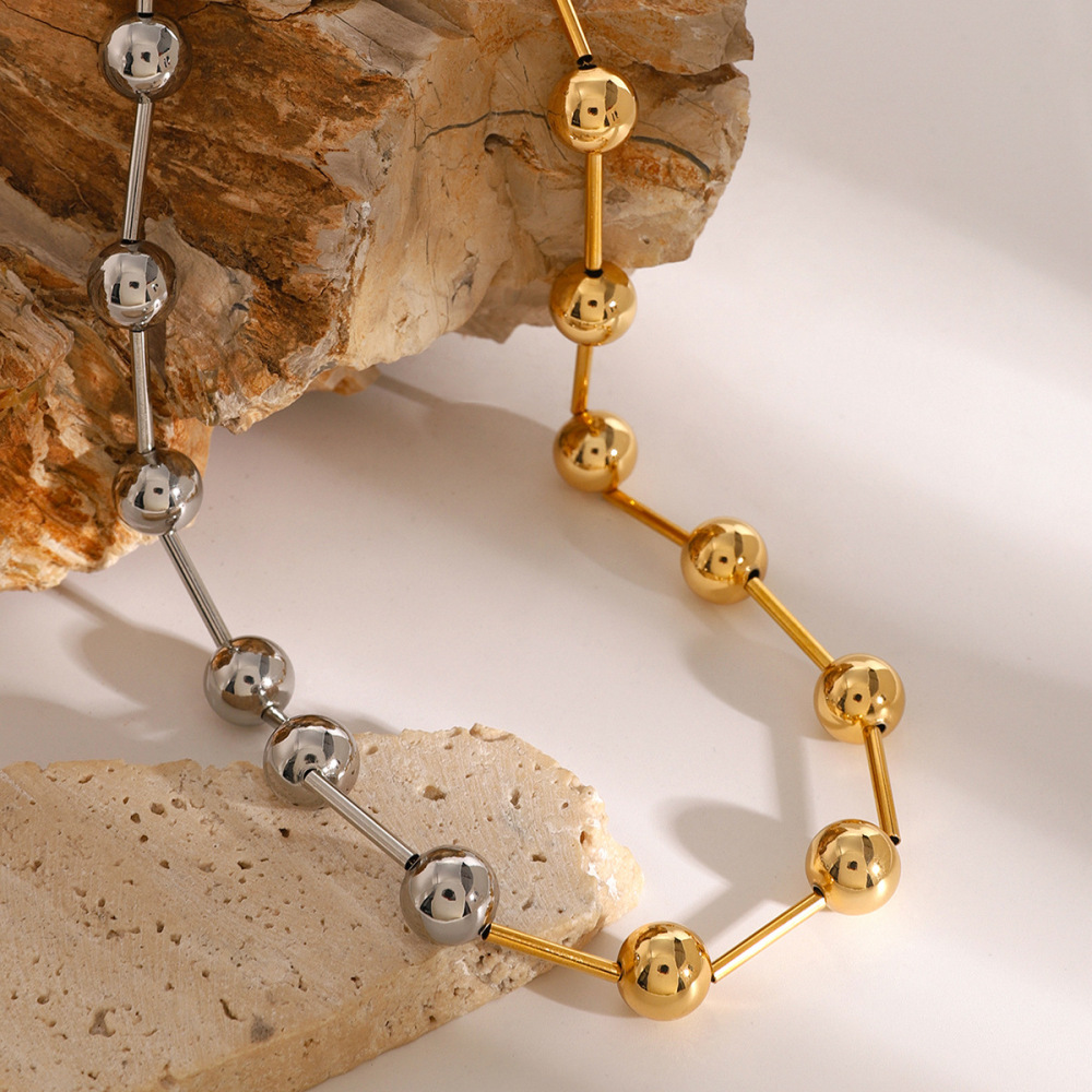 Collier Chaîne Géométrique Simple En Acier Inoxydable Plaqué Or  Pour Femme, 1 Pièce Image2
