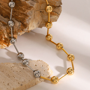 Collier Chaîne Géométrique Simple En Acier Inoxydable Plaqué Or  Pour Femme, 1 Pièce h5 Image2