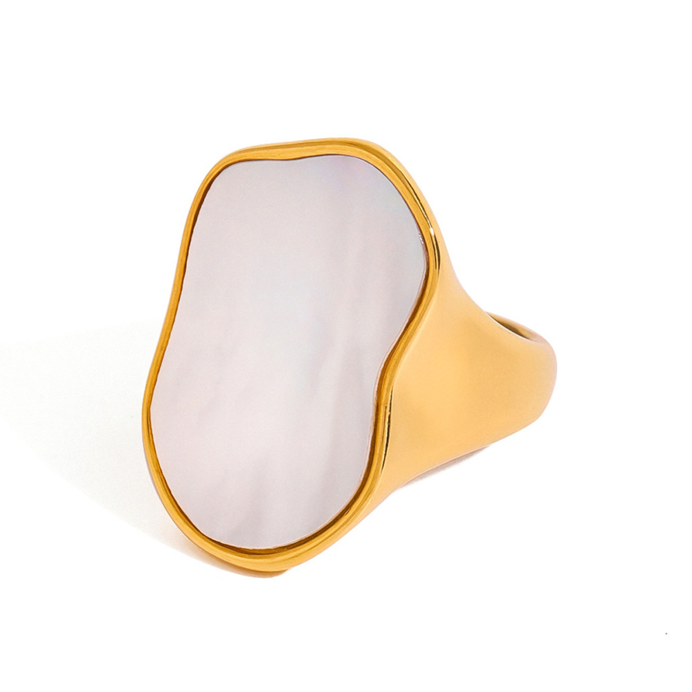 1 Paire De Bagues Chevalières Pour Femme En Acier Inoxydable Plaqué Or, Forme Irrégulière, Style Simple, Motif Coquillage. h5Image5