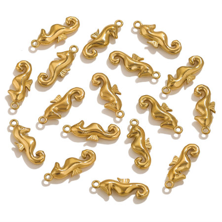 Pendentif femme décontracté en acier inoxydable, couleur or, motif coquillage, collection romantique (1 pièce) 2