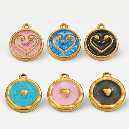 1 paire de pendentifs rétro en forme de cœur pour femme, série simple, plaqués or 