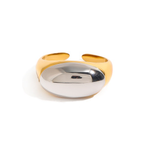 Bague Ajustable Ovale Minimaliste En Acier Inoxydable, Étanche, Couleur Or Et Argent, Pour Femme. h5 Image5