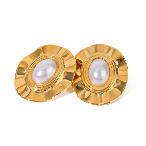 1 Paire De Boucles D'Oreilles À Tige Géométriques Rétro En Acier Inoxydable Plaqué Or  Pour Femme, Série Classique h5 Image5