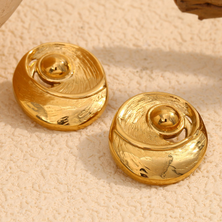 Boucles d'oreilles puces pour femme, style rétro géométrique classique, en acier inoxydable étanche, couleur or (1 paire).