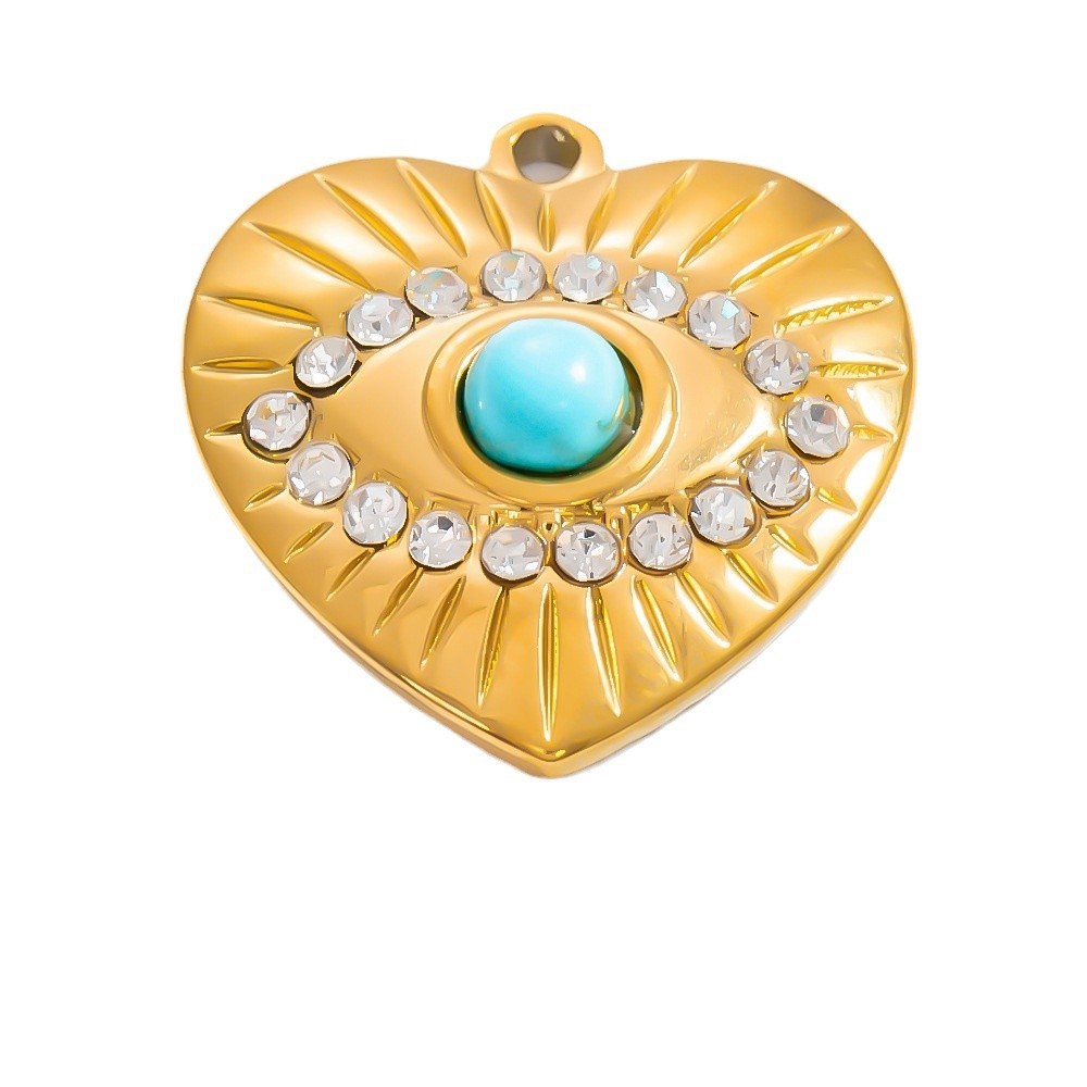 Pendentif Femme En Acier Inoxydable Doré, Imperméable, Motif Œil Délicat, 1 Pièce, Collection De Luxe h5Image10