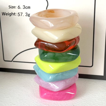 Bracelet pour femme en résine géométrique rétro, série simple, 1 pièce 2