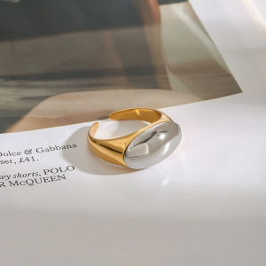 Bague Ajustable Ovale Minimaliste En Acier Inoxydable, Étanche, Couleur Or Et Argent, Pour Femme. h5 Image4