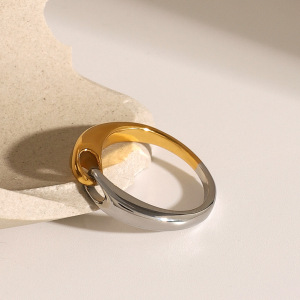 Bague Ajustable Pour Femme, En Acier Inoxydable Plaqué Or, Ornée De Zircon Et De Couleurs Assorties (1 Pièce). h5 Image5