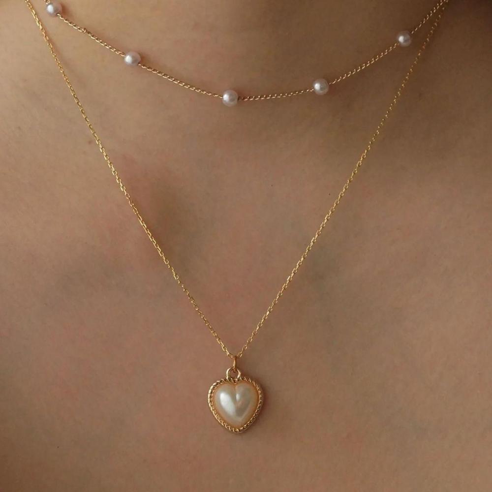 Collier Pendentif Femme En Forme De Cœur, En Acier Inoxydable Étanche, Couleur Or, Collection Romantique (1 Pièce) h5Image6