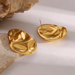 1 Paire De Boucles D'Oreilles À Tige Simples En Acier Inoxydable Plaqué Or  Pour Femme h5 Image3