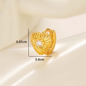 1 Pièce De Boucles D'Oreilles Créoles En Forme De Cœur Simple, En Cuivre Sans Placage, En Zircone, Pour Femme h5 