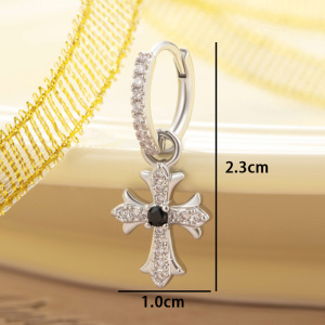 1 Pièce De Boucles D'Oreilles Pendantes Pour Femme, Série Simple, Croix Simple, Cuivre Sans Placage, Zircone h5 Image3