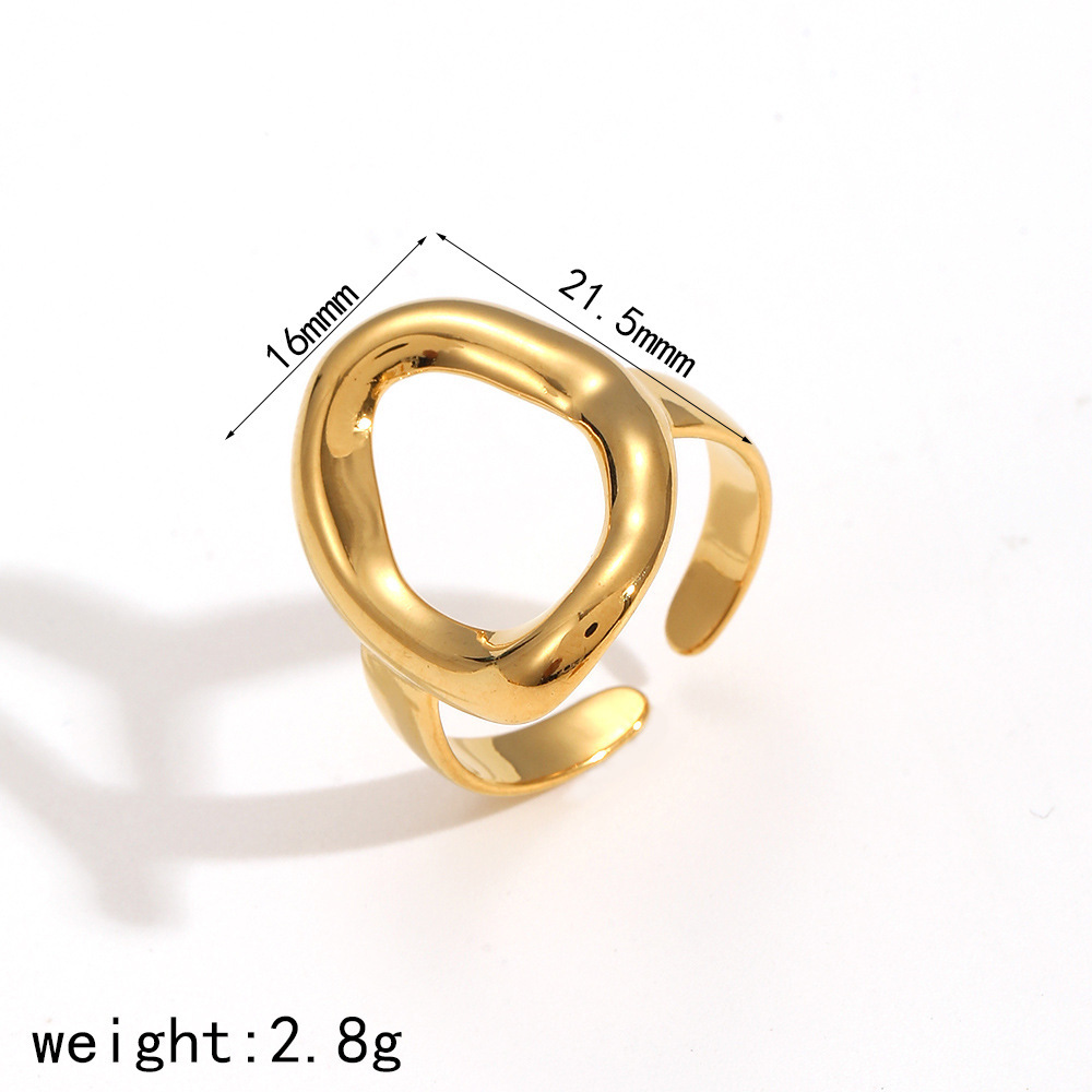 1 Paire De Bagues Simples Géométriques En Acier Inoxydable Plaqué Or  Pour Femme Image6