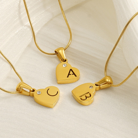Collier Pendentif Unisexe En Acier Inoxydable Plaqué Or  Avec Lettres Simples, Série Simple, 1 Pièce 2