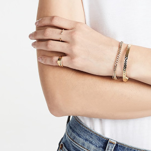 Bague Simple Pour Femme, Collection Modern Series Classic Annular Nail, En Acier Inoxydable Étanche Couleur Or. h5 Image3