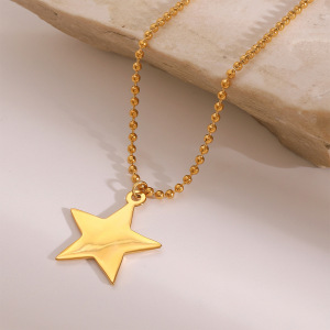 Collier Pendentif Femme Moderne, Pentagramme Massif Quotidien, En Acier Inoxydable Étanche, Couleur Or, 1 Pièce h5 Image4