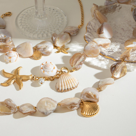 bracelet de perles pour femme, série simple vacation turtle, en acier inoxydable plaqué or , 1 pièce 2